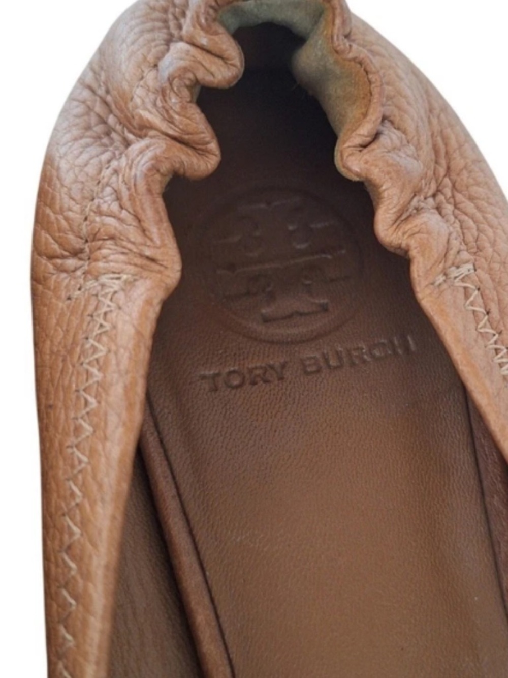 Tory Burch caramel brown Leather Logo Ballet Flats - Picture 5 of 5